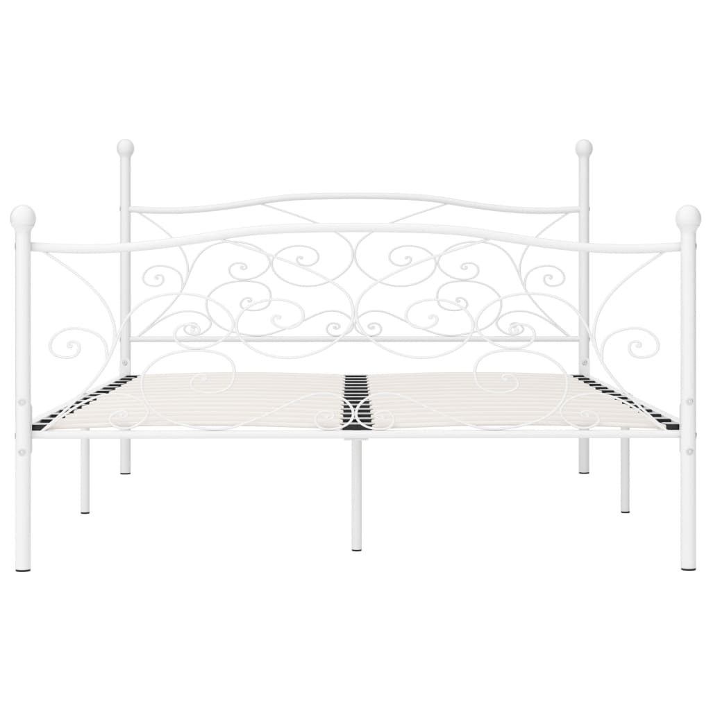 Bed Frame with Slatted Base White Metal 180x200 cm