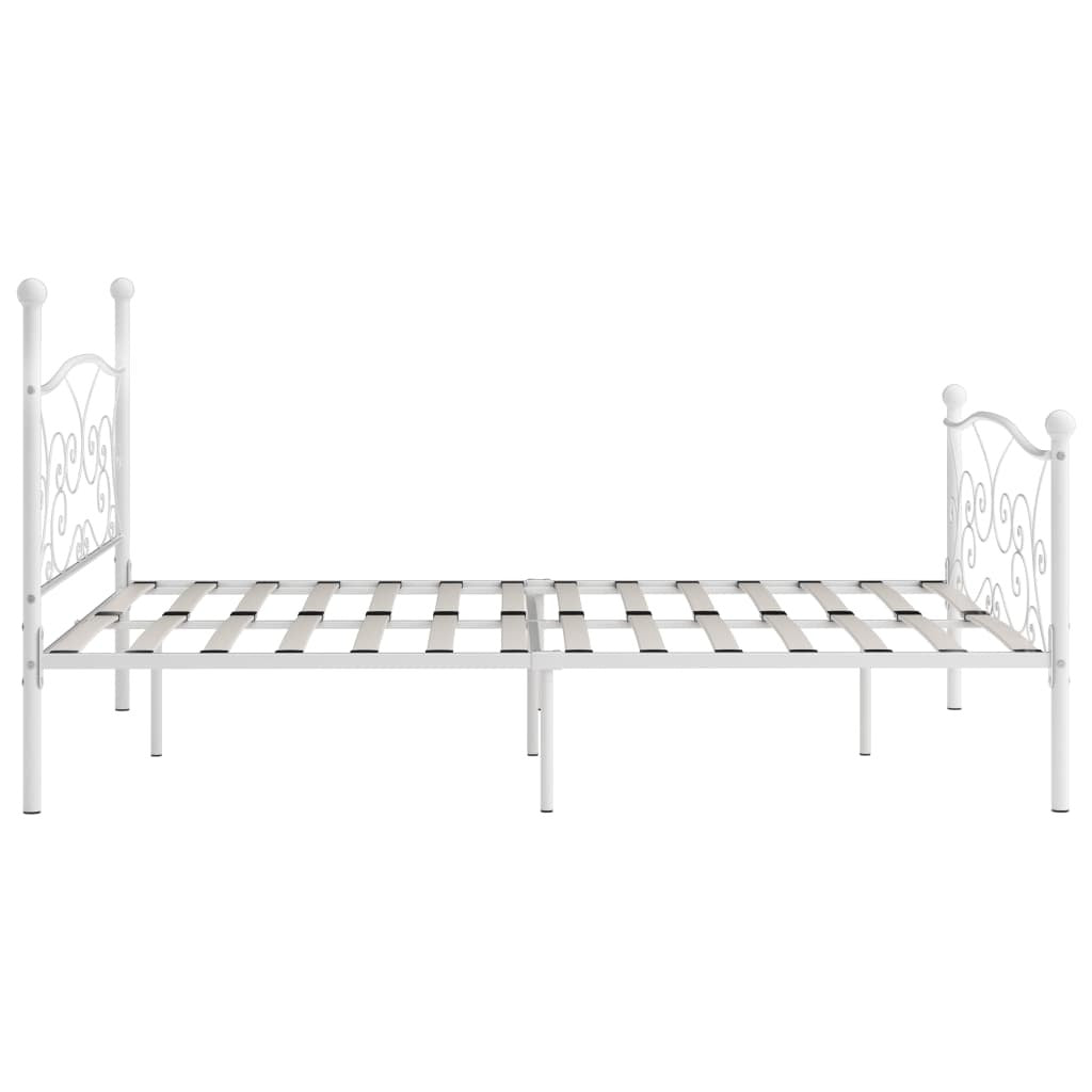Bed Frame with Slatted Base White Metal 180x200 cm