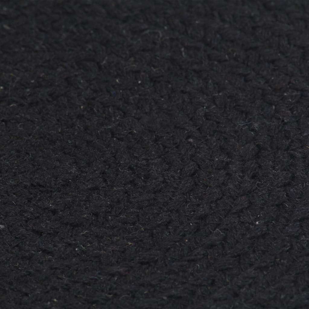 Placemats 4 pcs Plain Black 38 cm Round Cotton