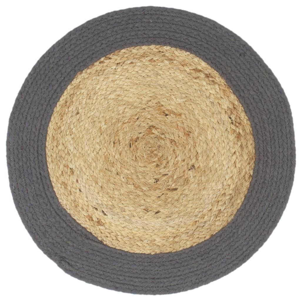 Placemats 4 pcs Natural and Anthracite 38 cm Jute and Cotton
