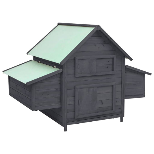 Chicken Coop Grey and White 152x96x110 cm Solid Firwood