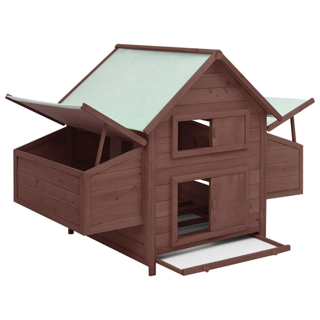Chicken Coop Mocha and White 152x96x110 cm Solid Firwood