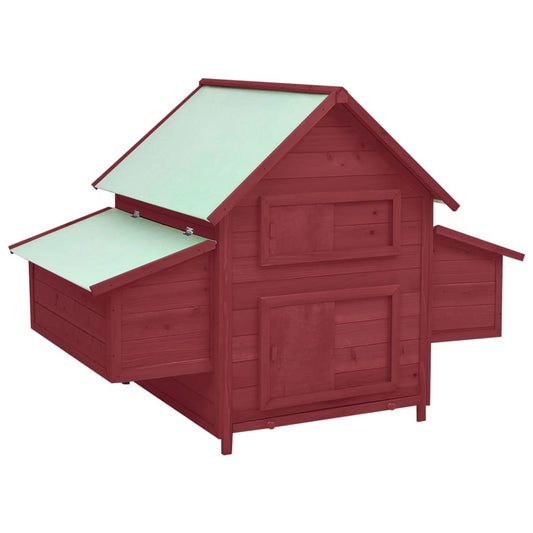 Chicken Coop Red and White 152x96x110 cm Solid Firwood