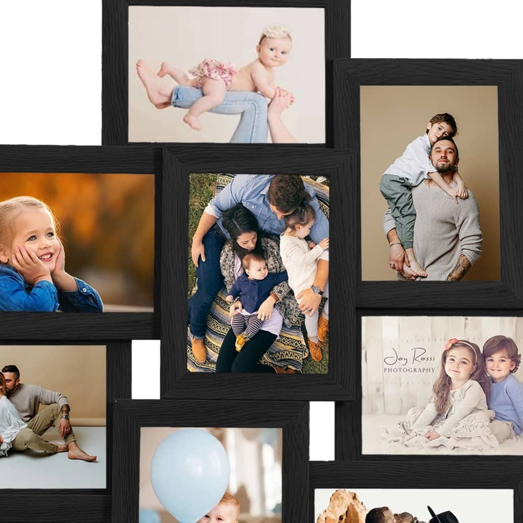 Collage Photo Frame for 10x(10x15 cm) Picture Black MDF