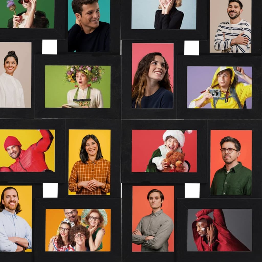 Collage Photo Frame for 24x(13x18 cm) Picture Black MDF