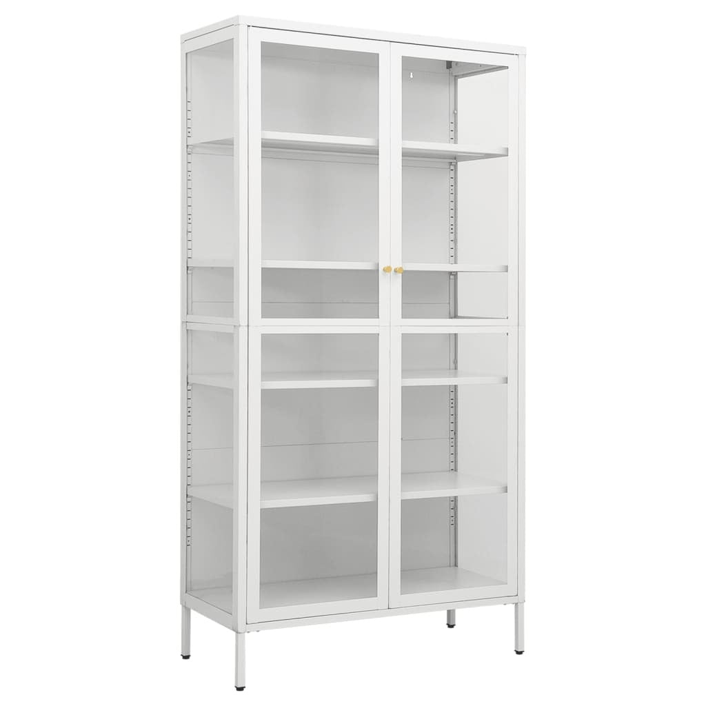 Display Cabinet White 90x40x180 cm Steel and Tempered Glass