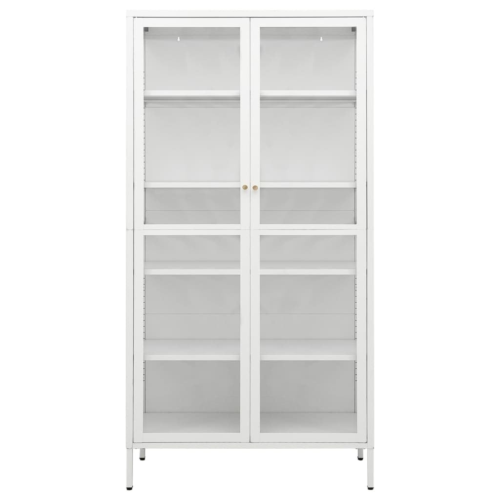 Display Cabinet White 90x40x180 cm Steel and Tempered Glass