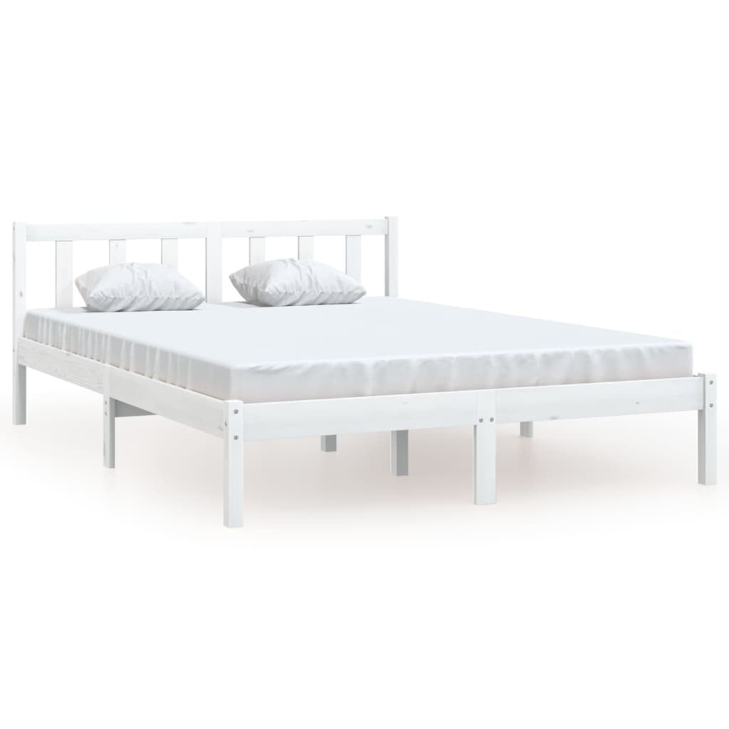 Bed Frame White Solid Pinewood 140x200 cm