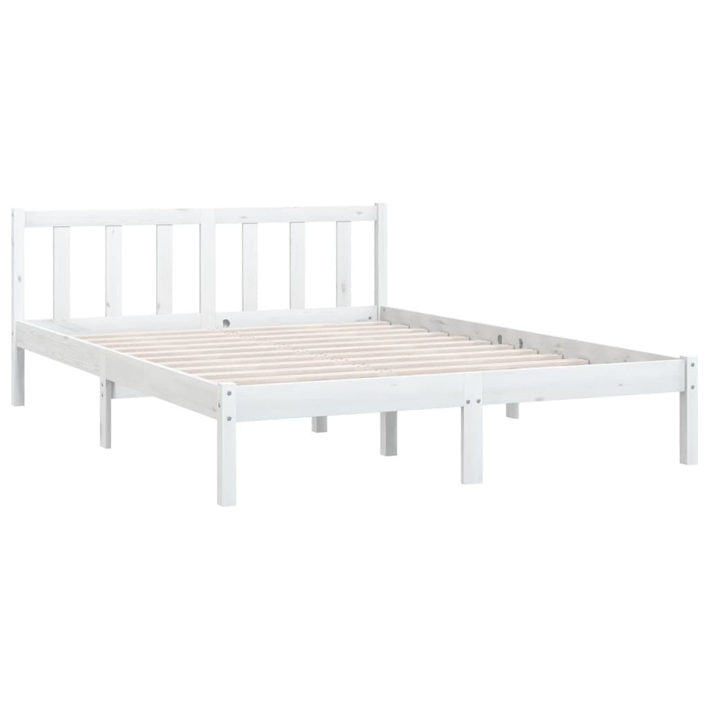 Bed Frame White Solid Pinewood 140x200 cm