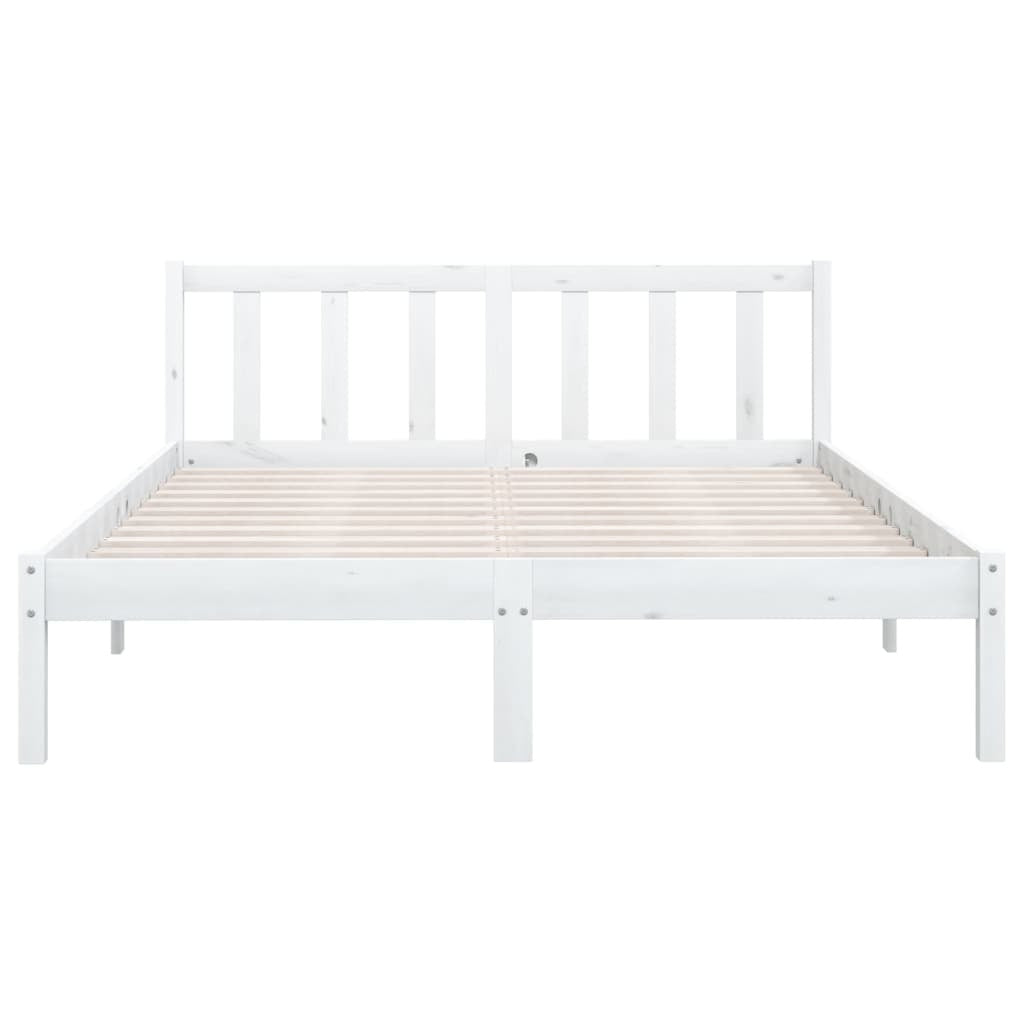 Bed Frame White Solid Pinewood 140x200 cm