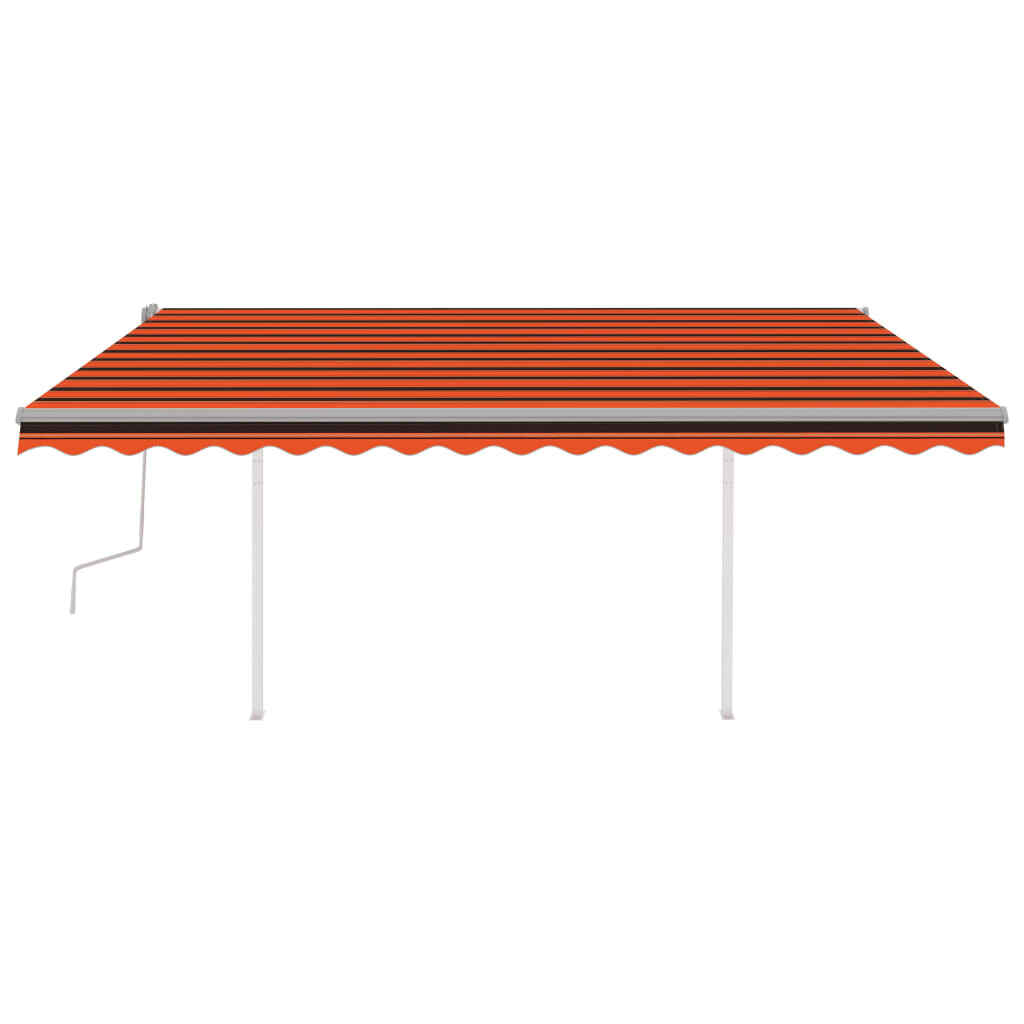 Manual Retractable Awning with Posts 4.5x3 m Orange and Brown