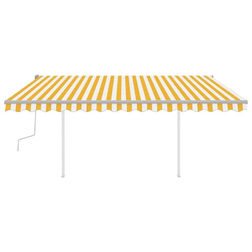 Manual Retractable Awning with Posts 4x3.5 m Yellow and White
