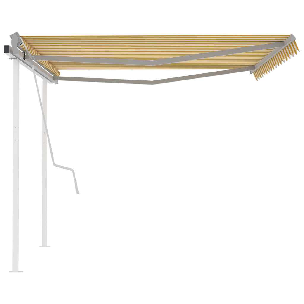 Manual Retractable Awning with Posts 4x3.5 m Yellow and White