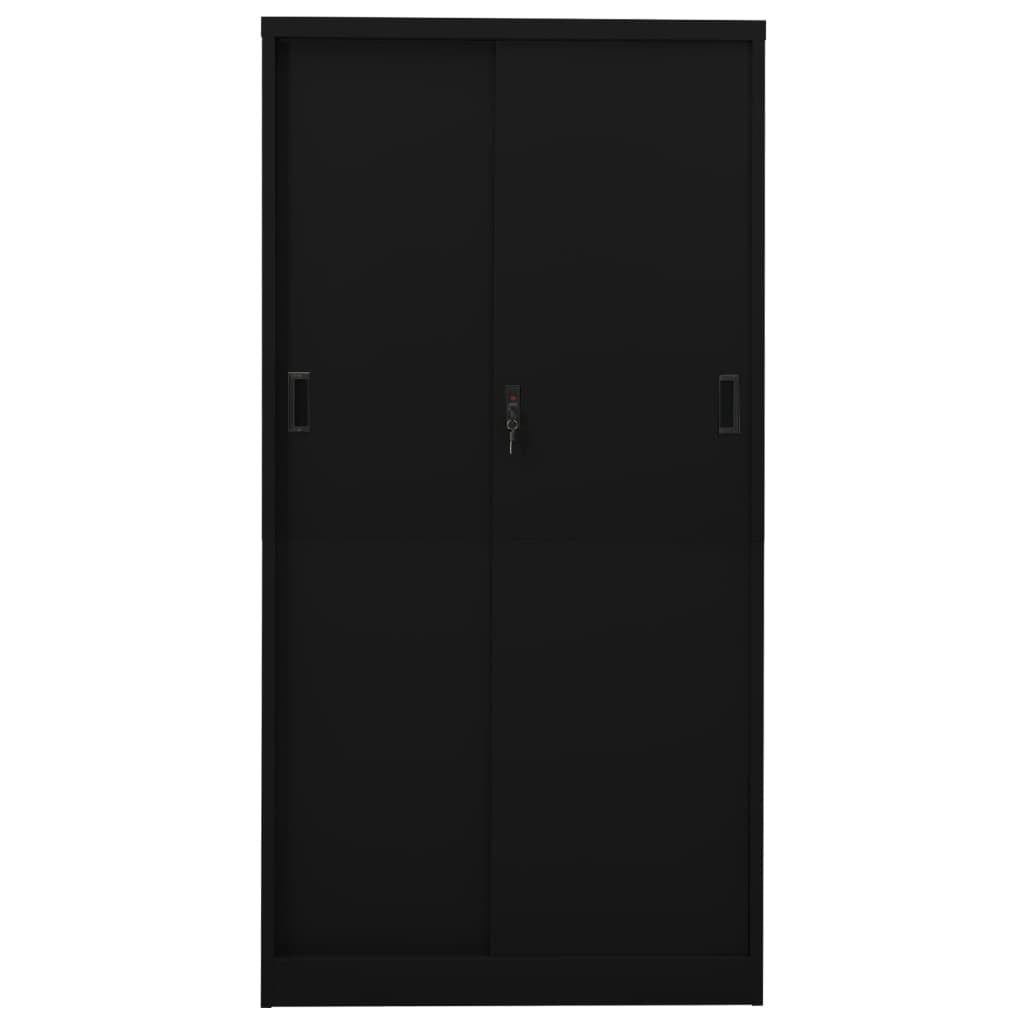 Office Cabinet with Sliding Door Black 90x40x180 cm Steel