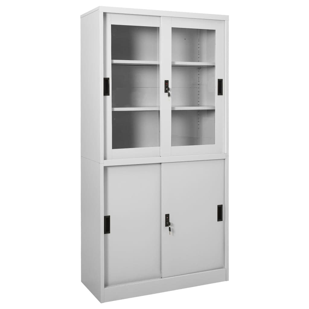 Office Cabinet with Sliding Door Light Grey 90x40x180 cm Steel