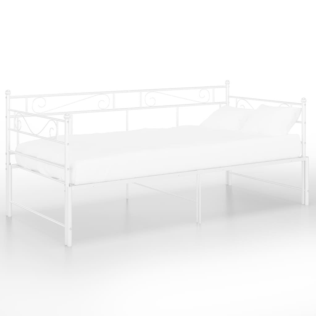 Pull-out Sofa Bed Frame White Metal 90x200 cm