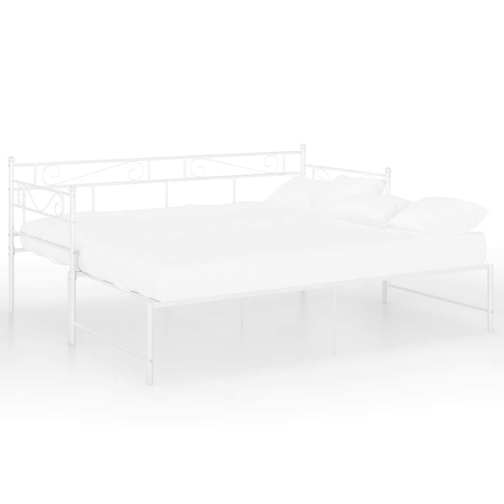 Pull-out Sofa Bed Frame White Metal 90x200 cm