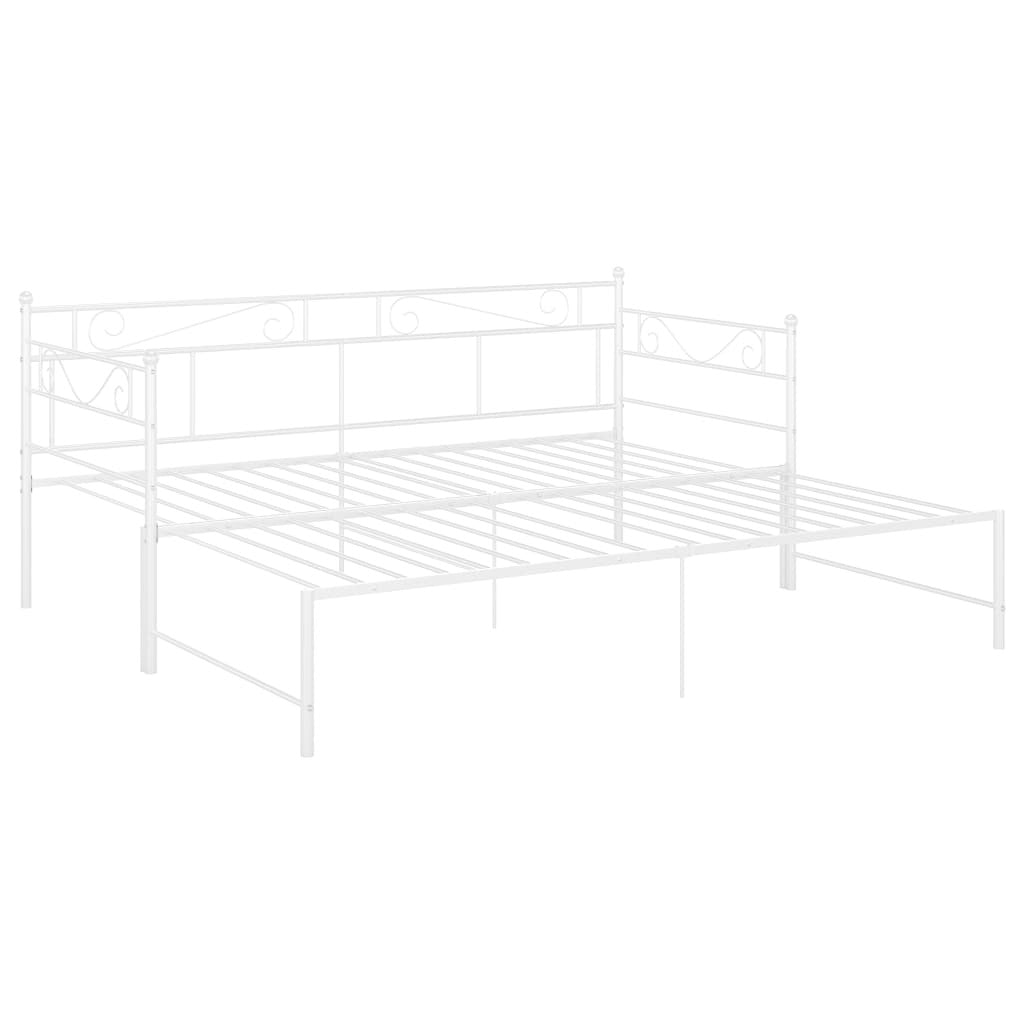 Pull-out Sofa Bed Frame White Metal 90x200 cm