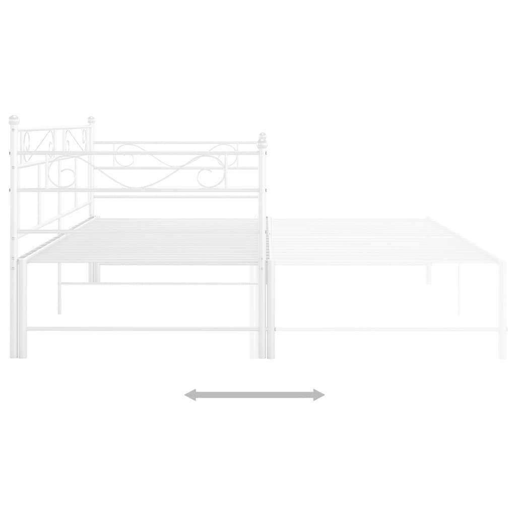 Pull-out Sofa Bed Frame White Metal 90x200 cm