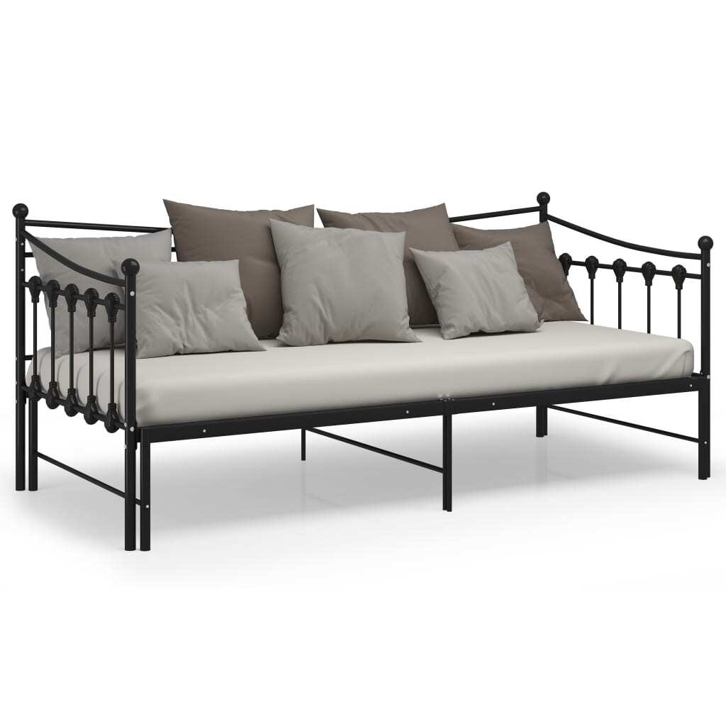 Pull-out Sofa Bed Frame Black Metal 90x200 cm