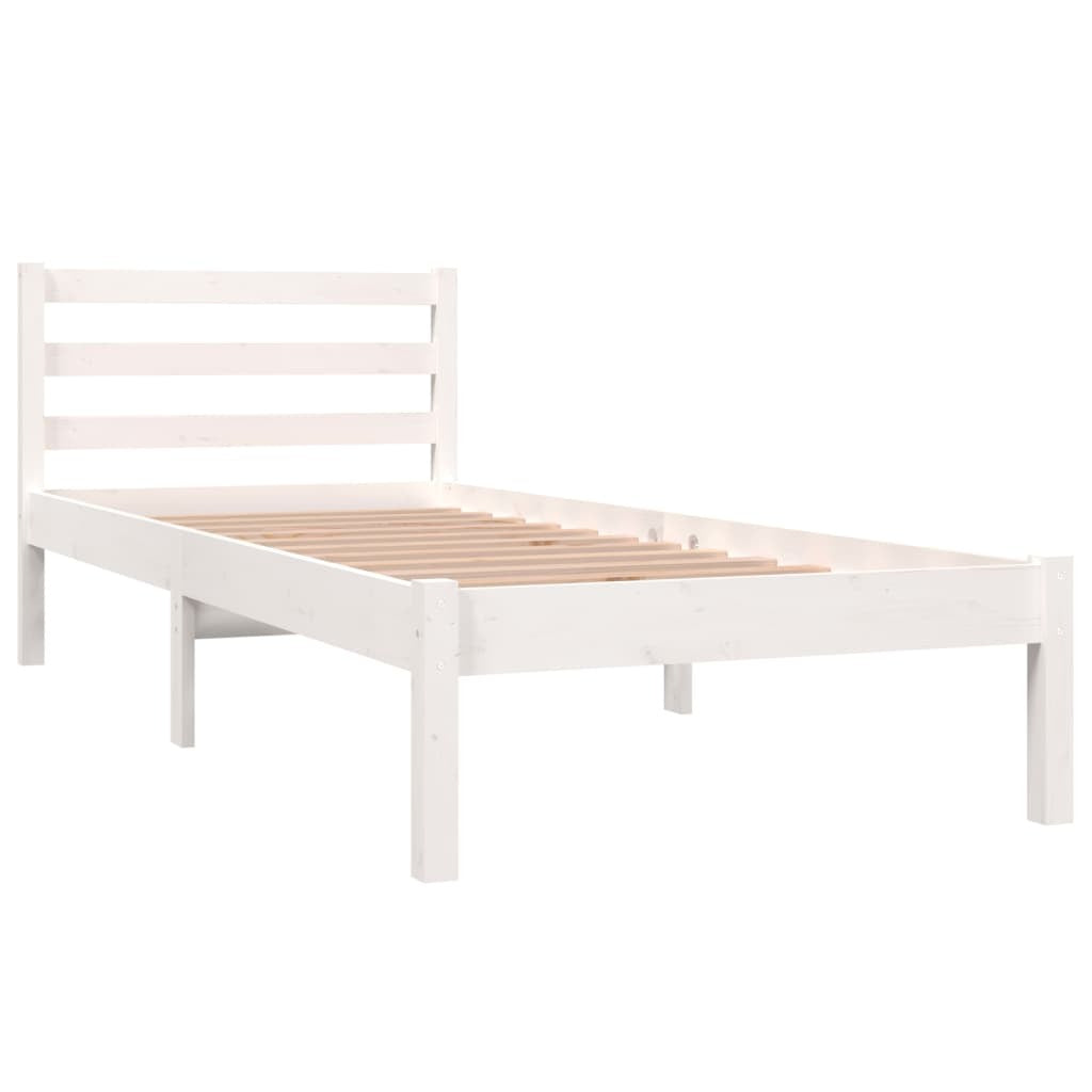 Bed Frame Solid Wood Pine 75x190 cm Small Single White