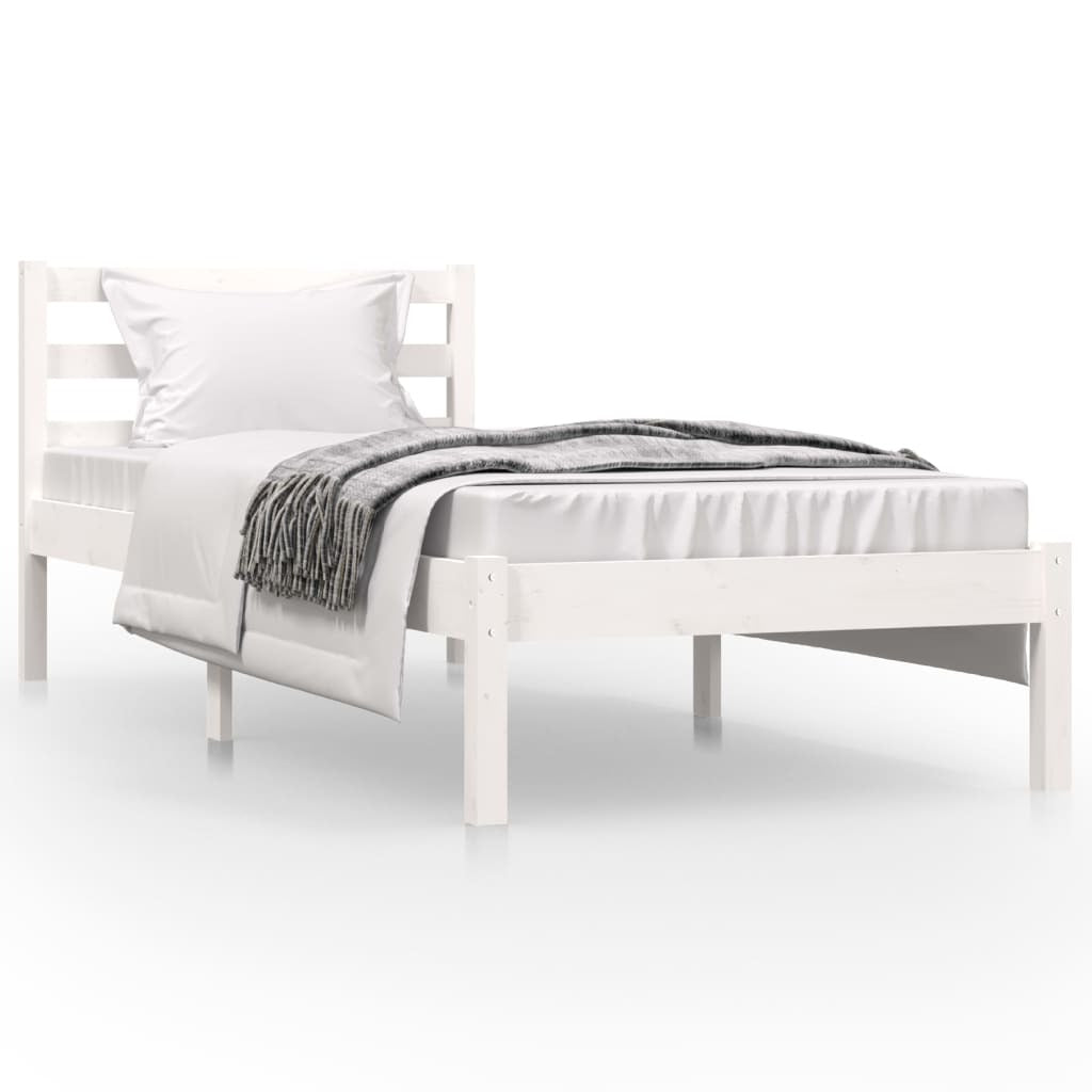 Bed Frame Solid Wood Pine 75x190 cm Small Single White