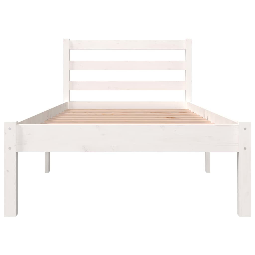 Bed Frame Solid Wood Pine 75x190 cm Small Single White