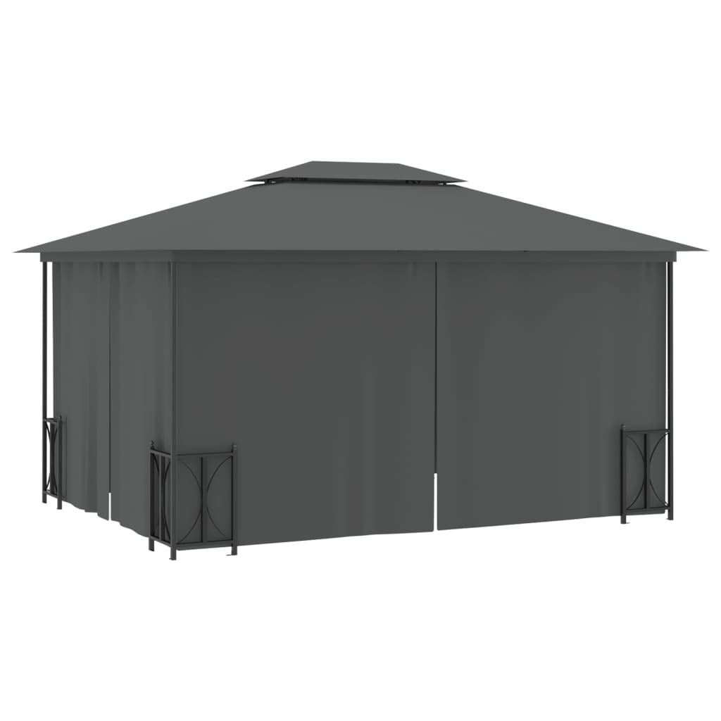 Gazebo with Sidewalls&Double Roofs 3x4 m Anthracite