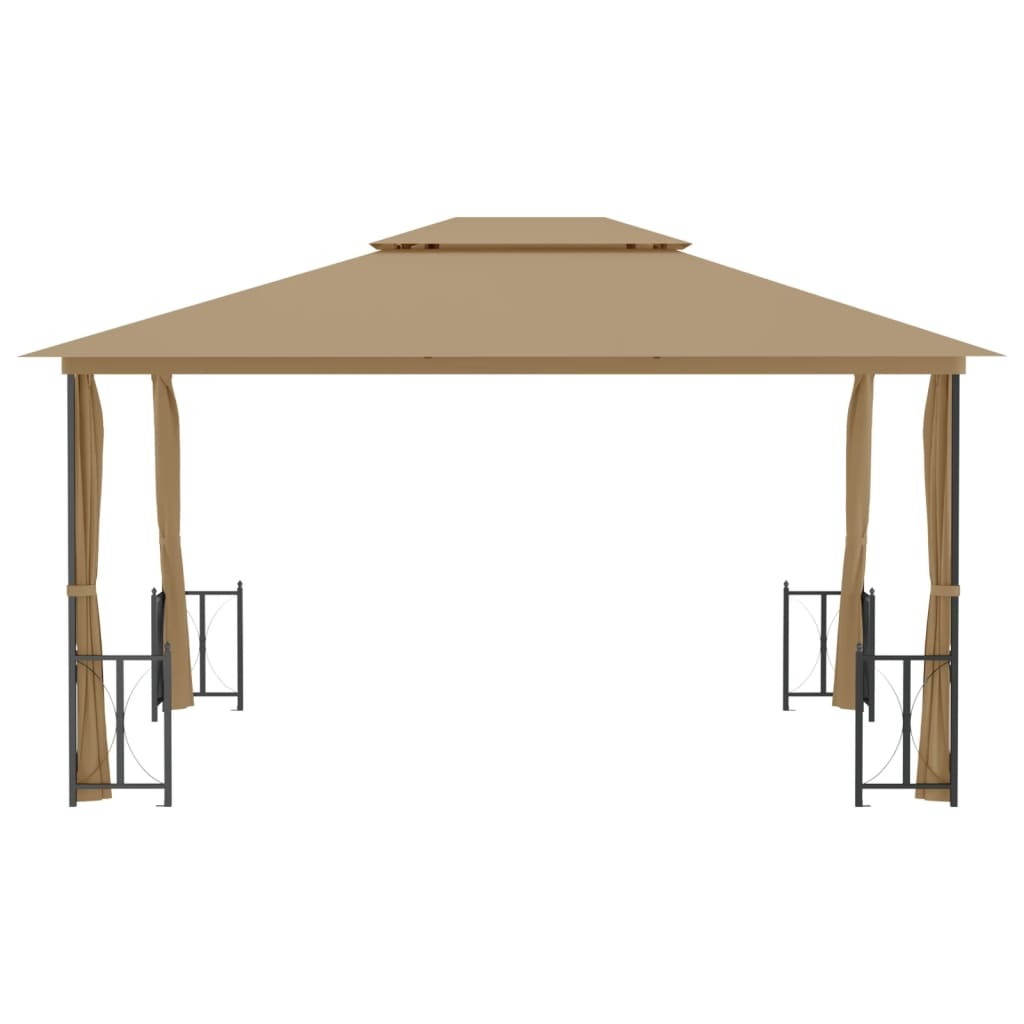 Gazebo with Sidewalls&Double Roofs 3x4 m Taupe