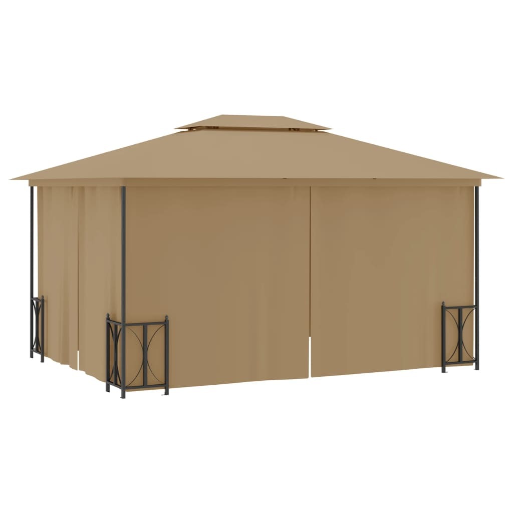 Gazebo with Sidewalls&Double Roofs 3x4 m Taupe