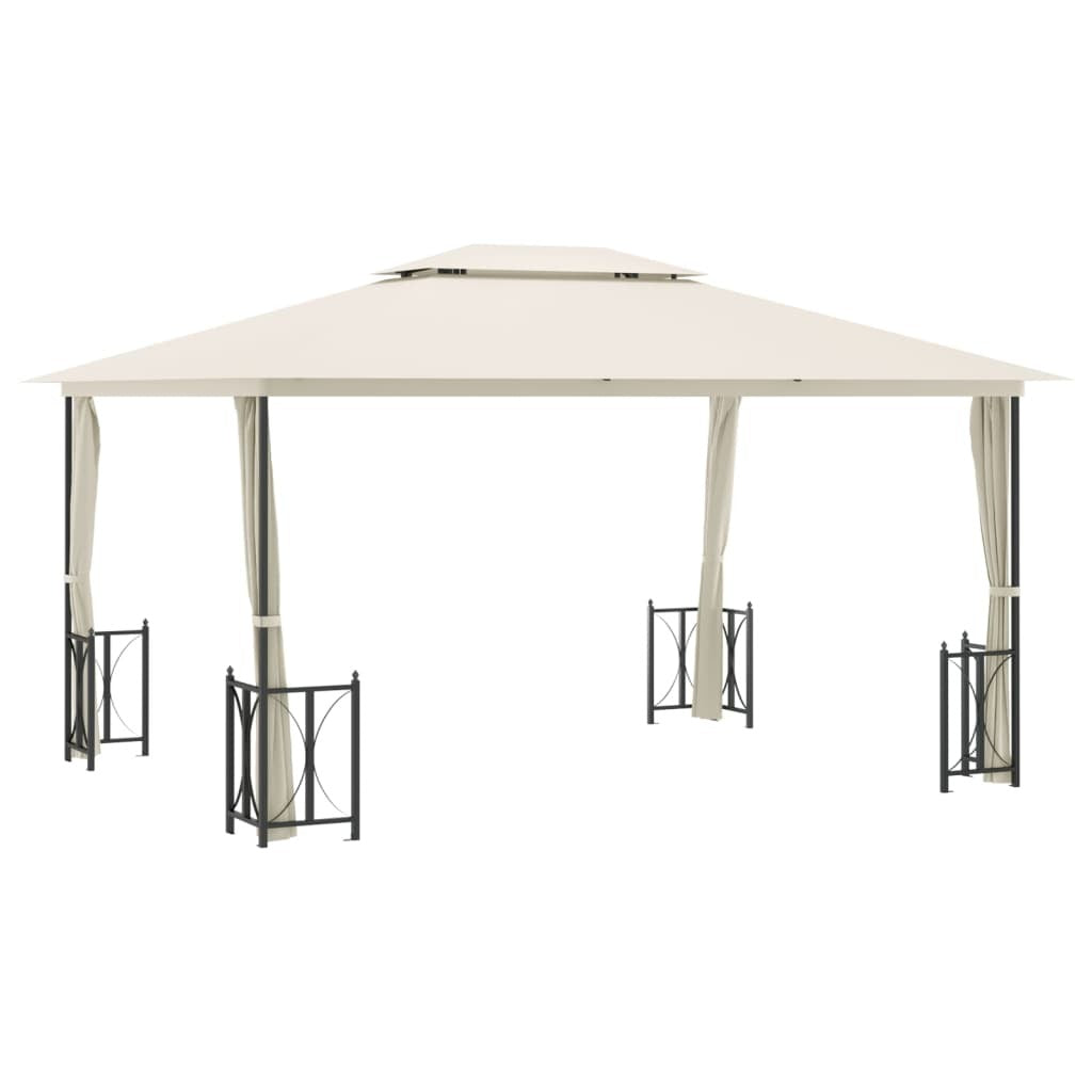 Gazebo with Sidewalls&Double Roofs 3x4 m Cream