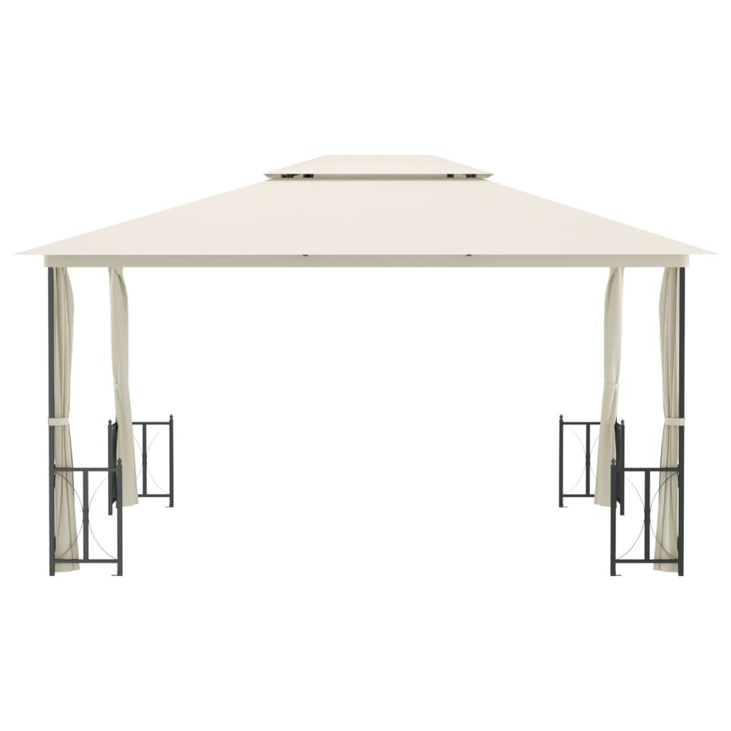 Gazebo with Sidewalls&Double Roofs 3x4 m Cream