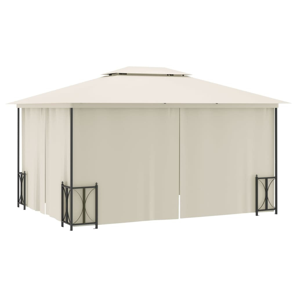 Gazebo with Sidewalls&Double Roofs 3x4 m Cream