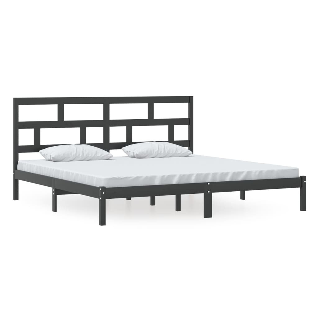 Bed Frame Black Solid Wood Pine 200x200 cm