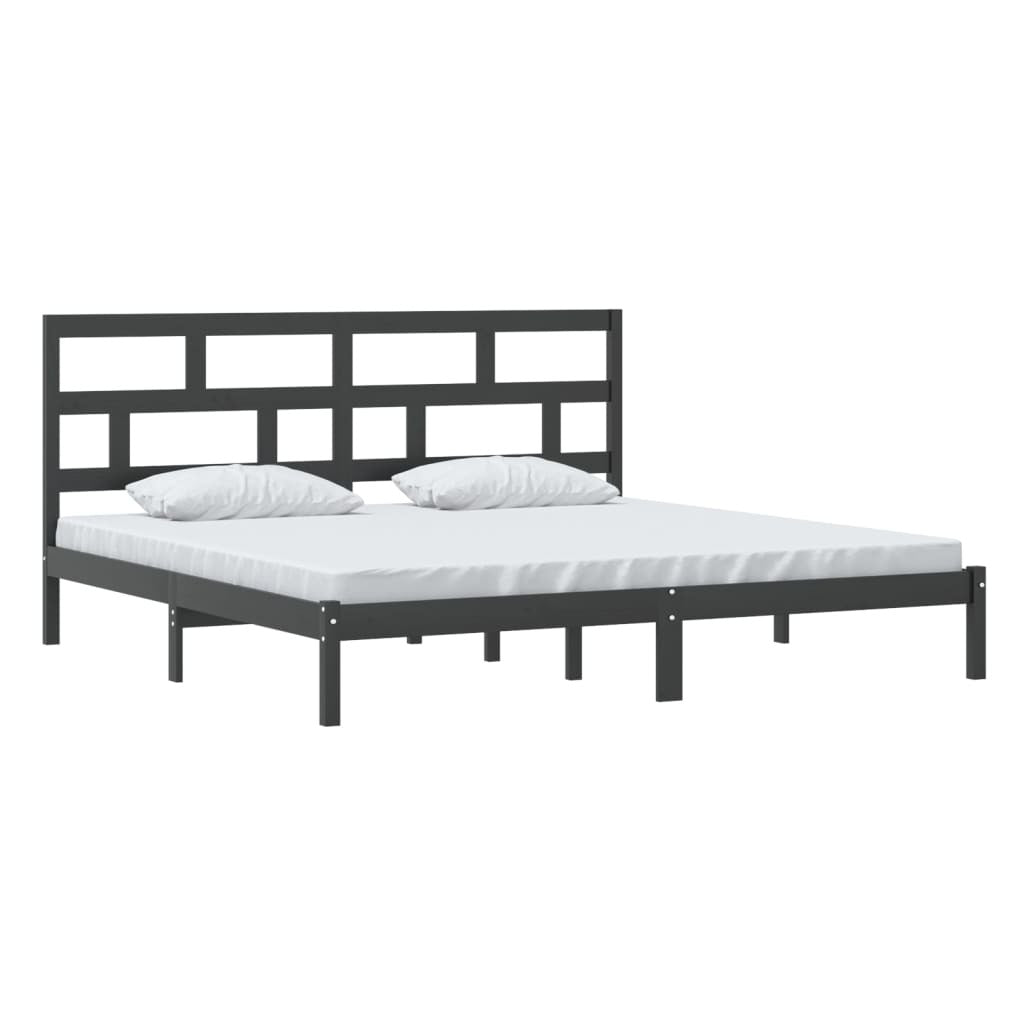 Bed Frame Black Solid Wood Pine 200x200 cm
