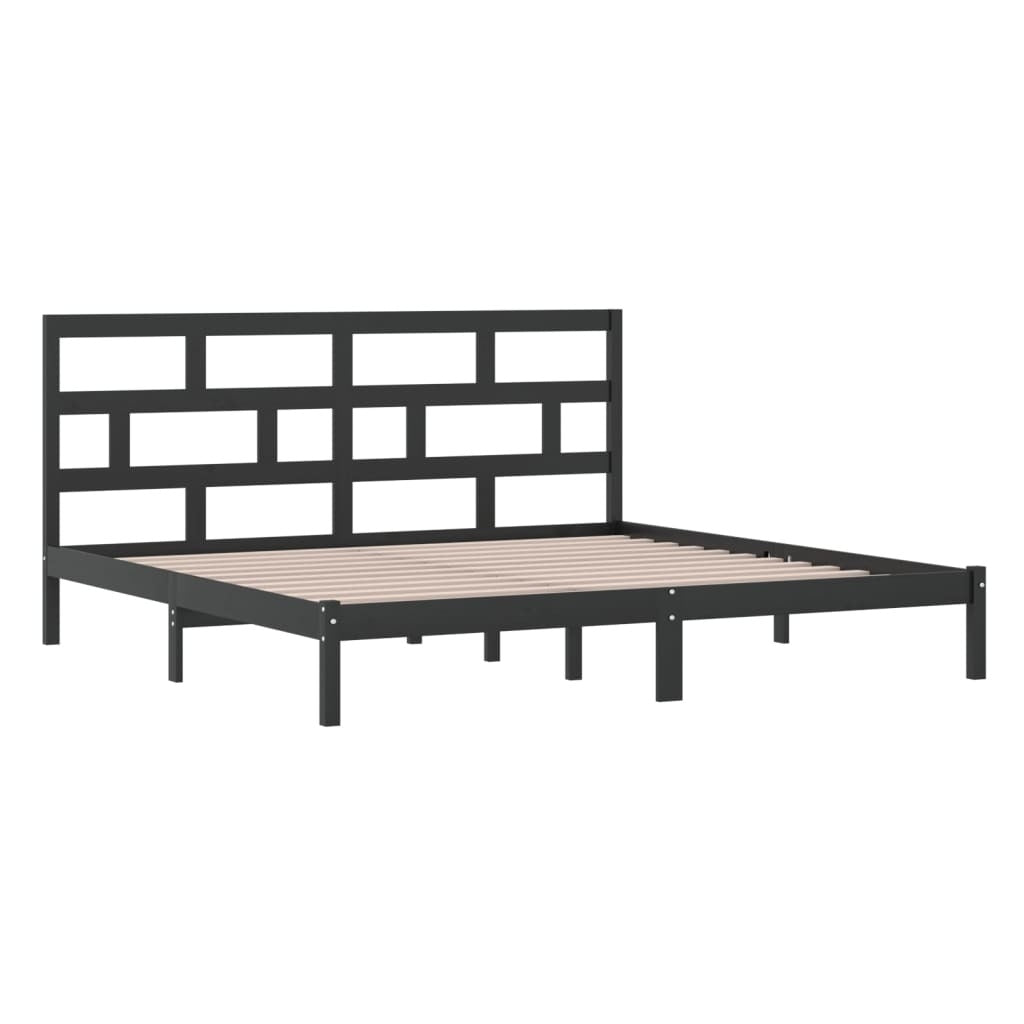 Bed Frame Black Solid Wood Pine 200x200 cm