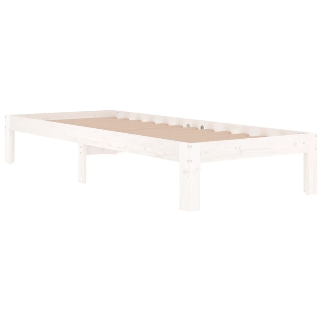Bed Frame White Solid Wood 75x190 cm 2FT6 Small Single