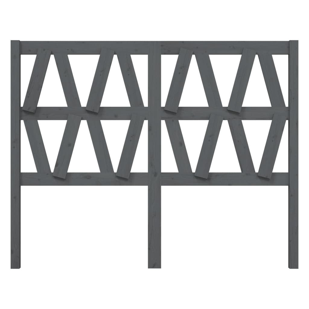 Bed Headboard Grey 126x4x100 cm Solid Wood Pine
