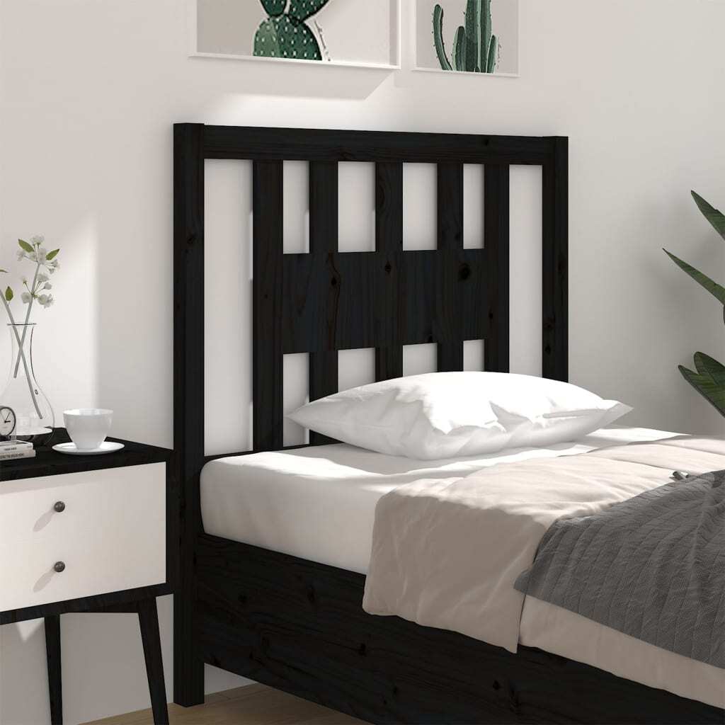 Headboard Black 81x4x100 cm Solid Wood Pine