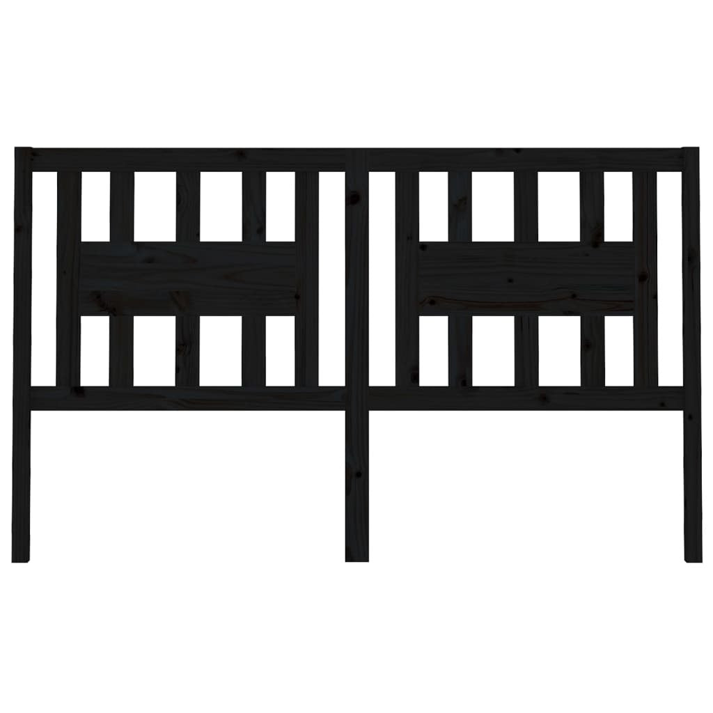 Headboard Black 206x4x100 cm Solid Wood Pine