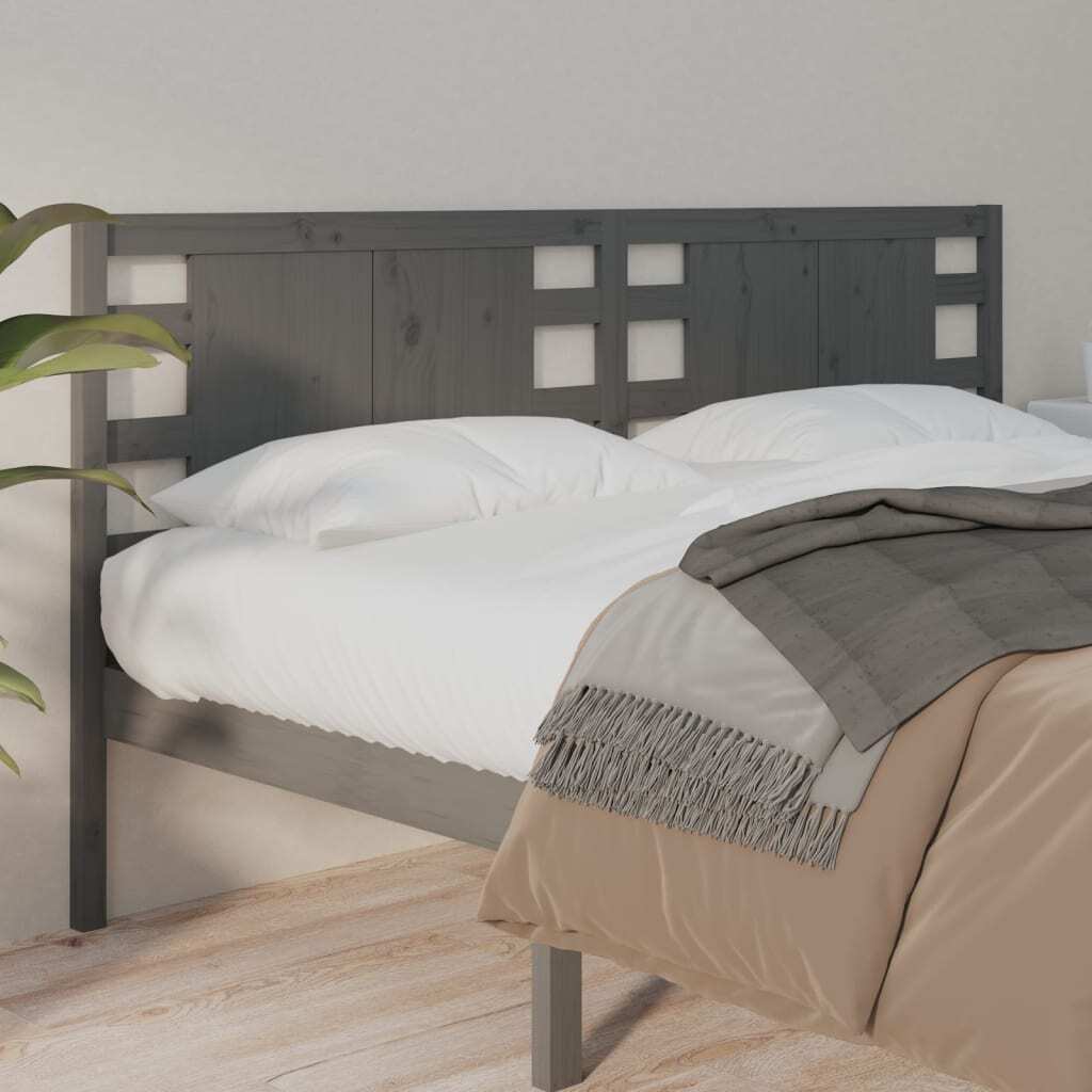 Headboard Grey 166x4x100 cm Solid Wood Pine