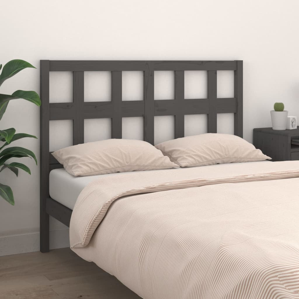 Bed Headboard Grey 185.5x4x100 cm Solid Wood Pine