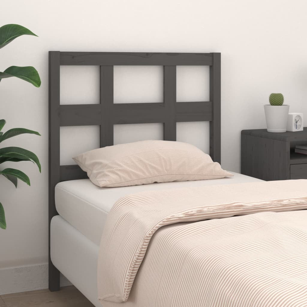 Bed Headboard Grey 80.5x4x100 cm Solid Wood Pine