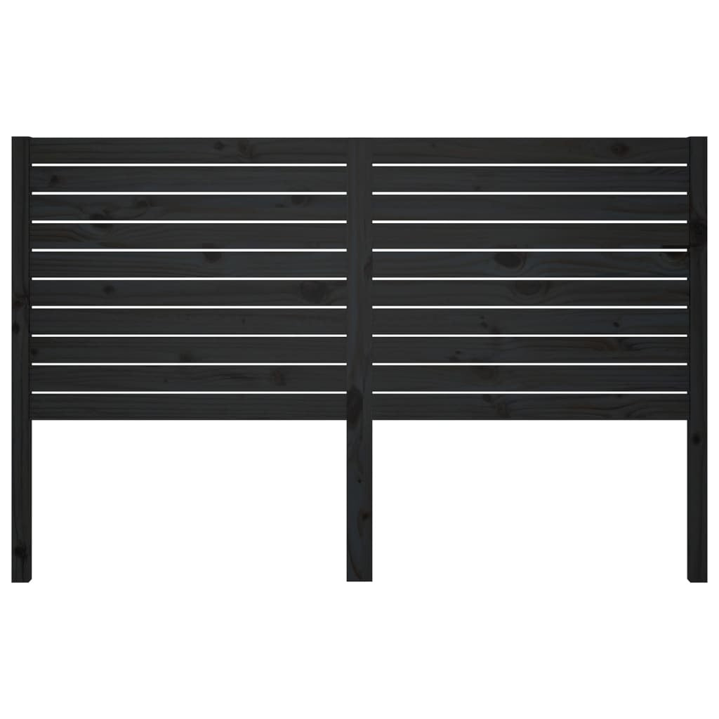 Bed Headboard Black 126x4x100 cm Solid Wood Pine