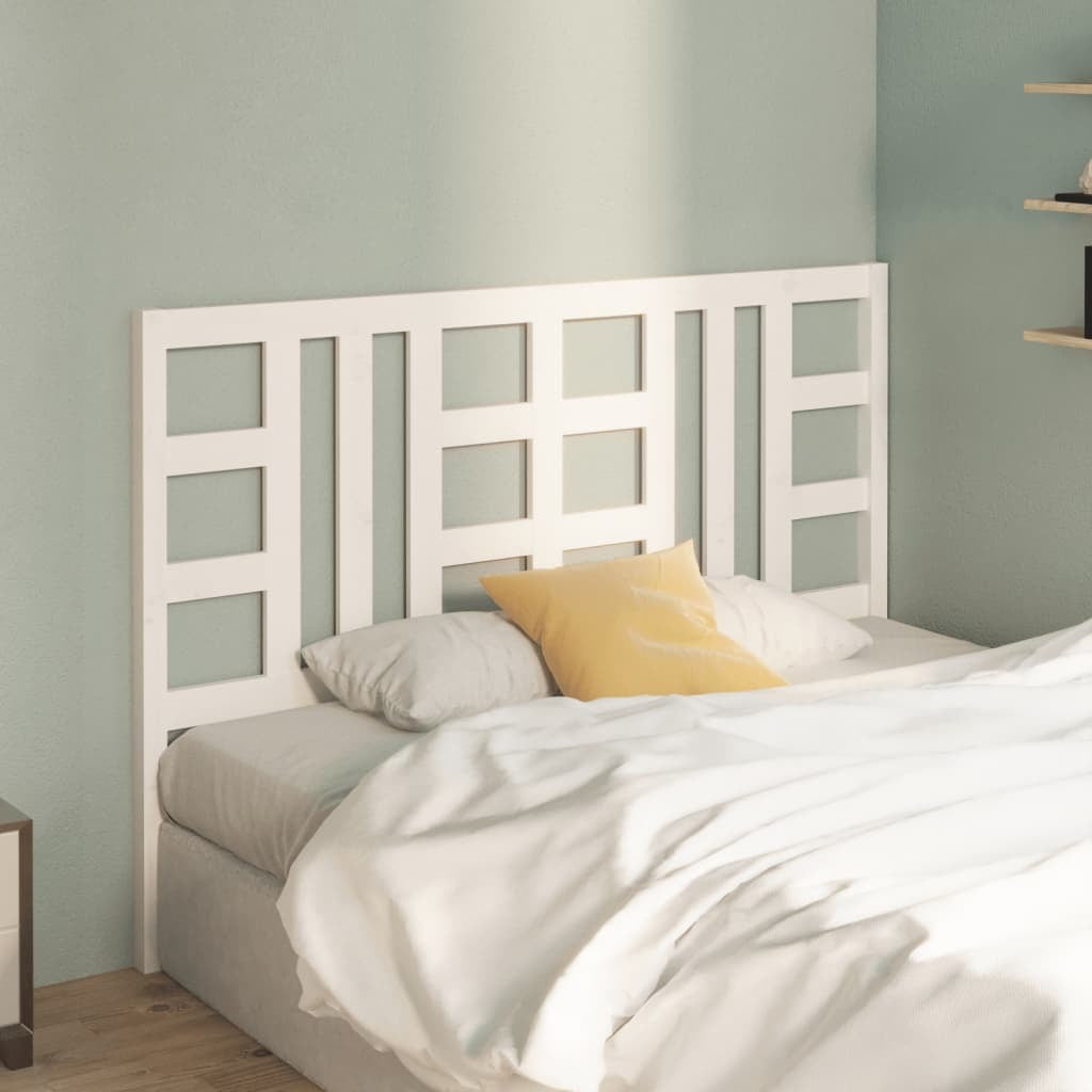 Bed Headboard White 126x4x100 cm Solid Wood Pine
