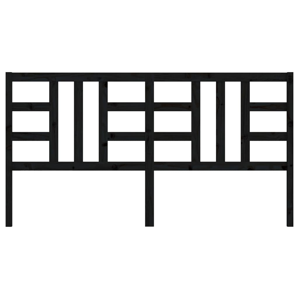 Bed Headboard Black 186x4x100 cm Solid Wood Pine