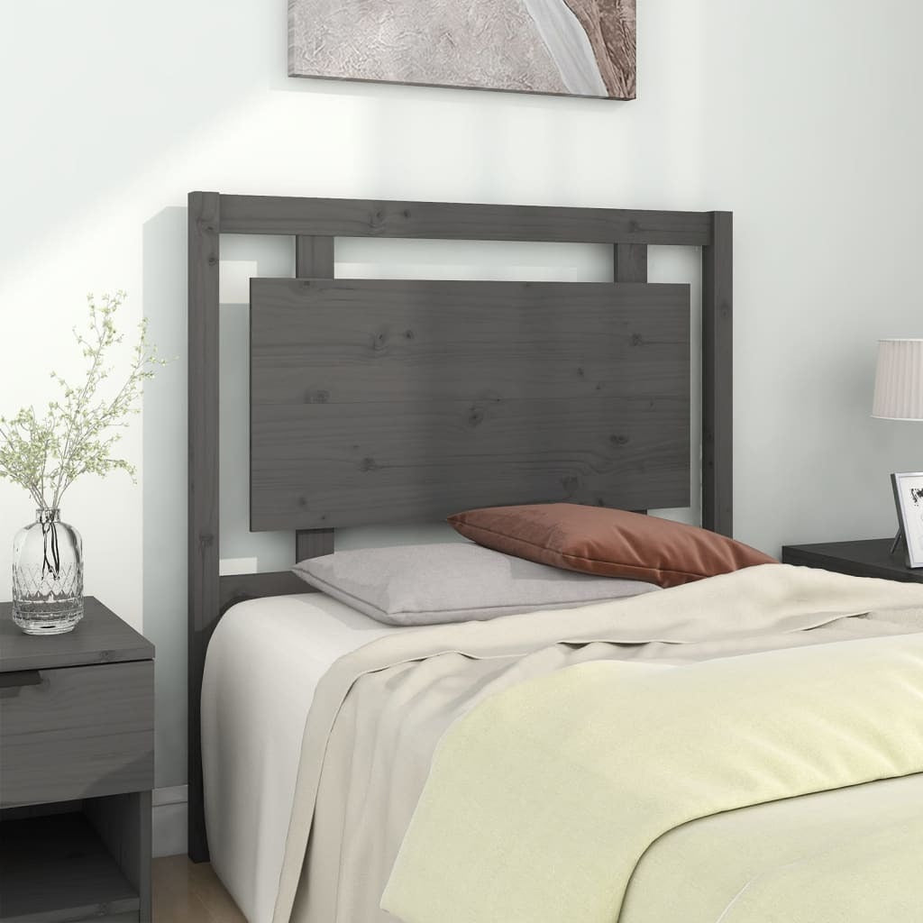 Bed Headboard Grey 95.5x4x100 cm Solid Pine Wood
