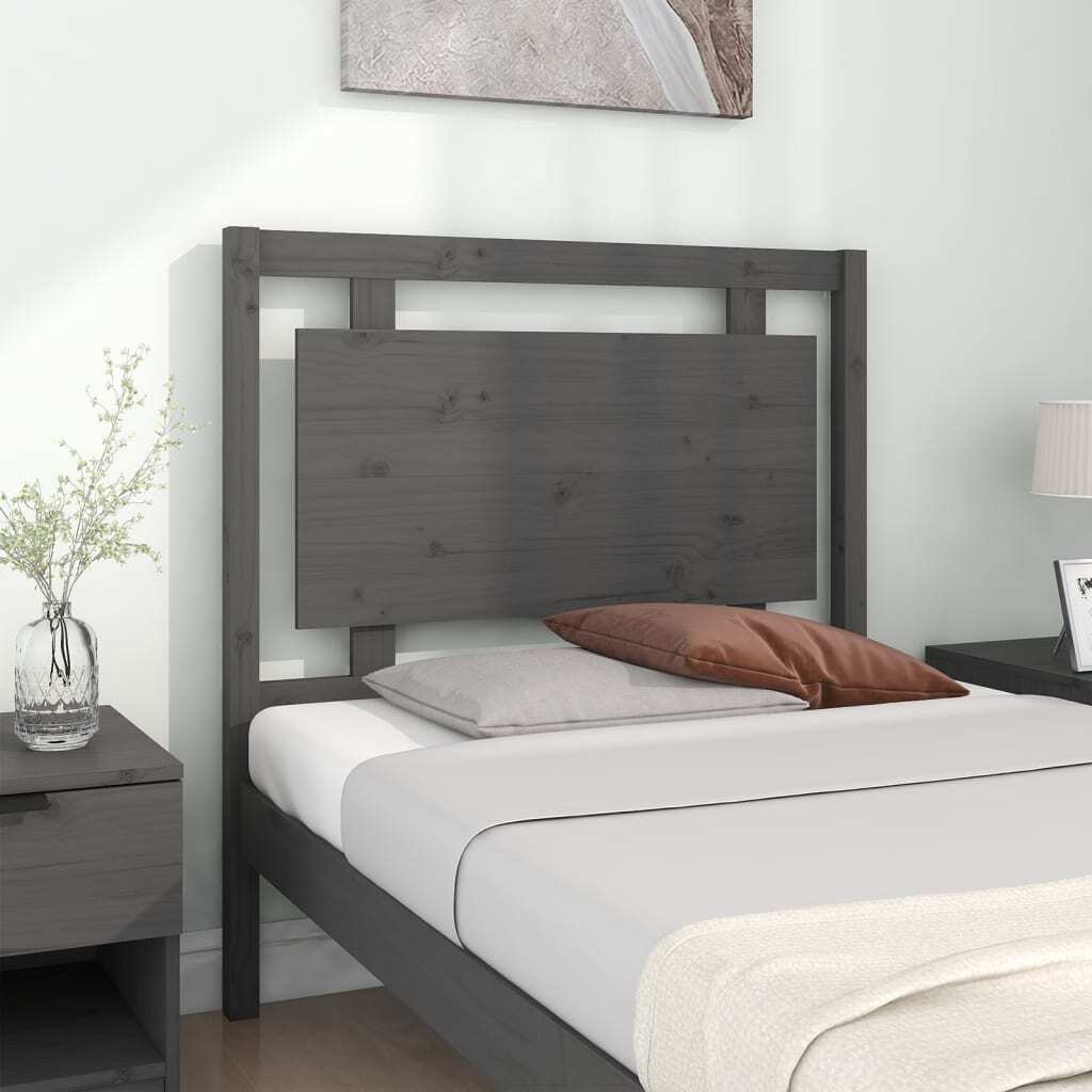Bed Headboard Grey 95.5x4x100 cm Solid Pine Wood