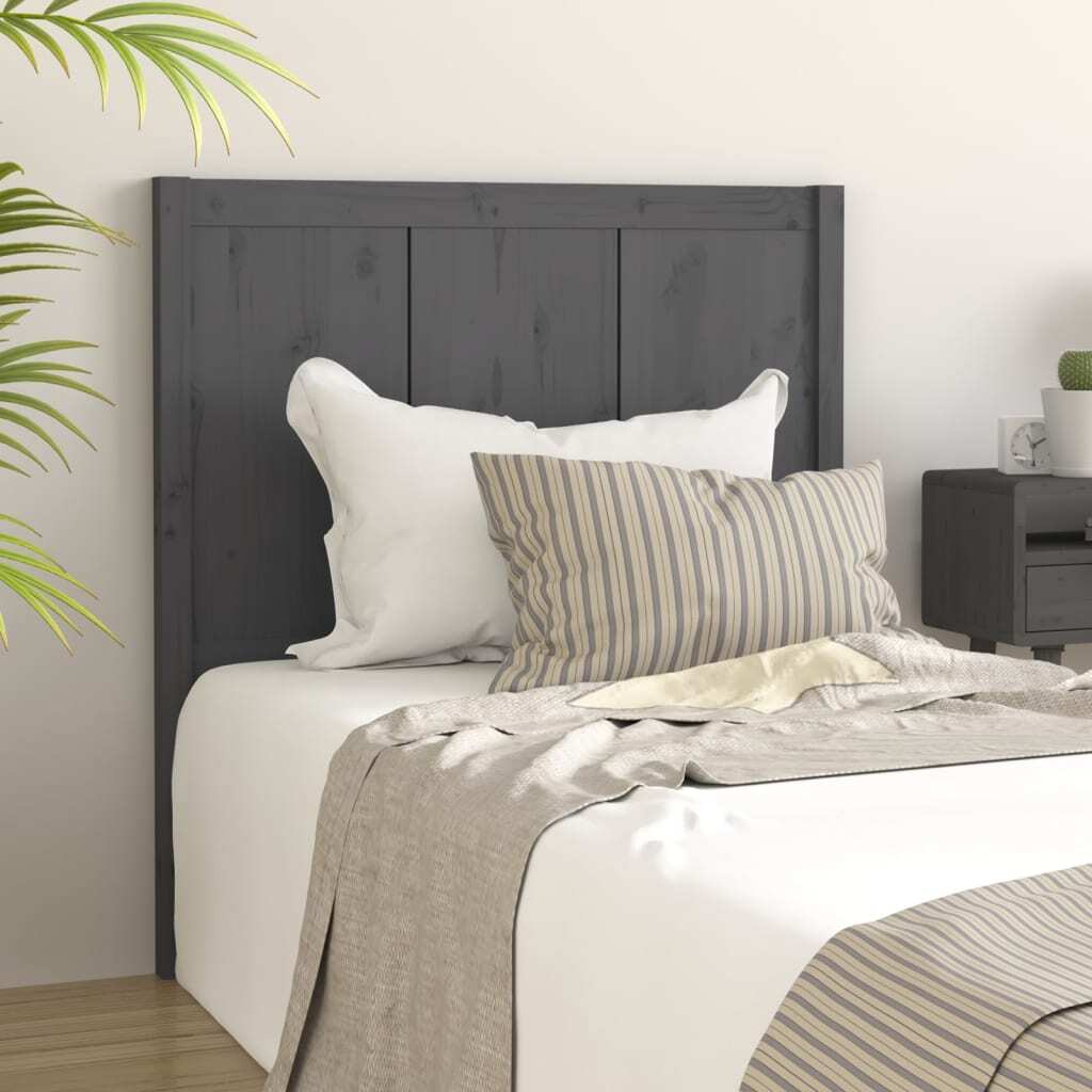 Bed Headboard Grey 80.5x4x100 cm Solid Pine Wood