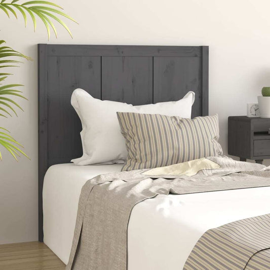 Bed Headboard Grey 80.5x4x100 cm Solid Pine Wood